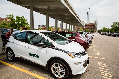 An electric vehicle being displayed during National Drive Electric Week in Madison An electric vehicle being displayed during National Drive Electric Week in Madison