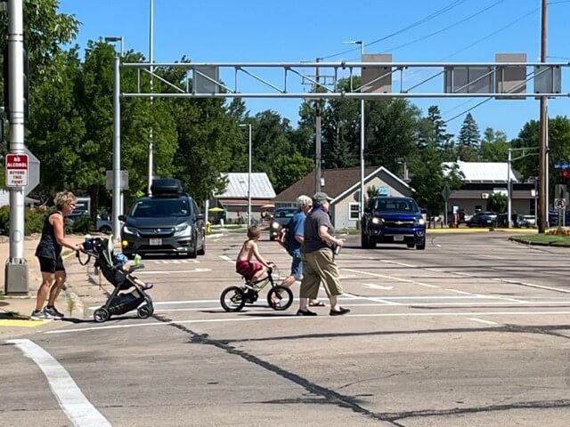 Family Crossing Water Street