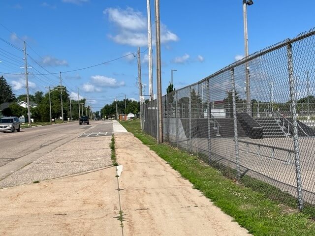 Narrow sidewalks and slanted parking make bike and pedestrian travel to and from Witter Park complicated, especially during baseball games.